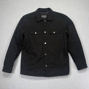 Slate & Stone Shirt Jacket Insulated Snap Front Black Cotton Outerwear Size L